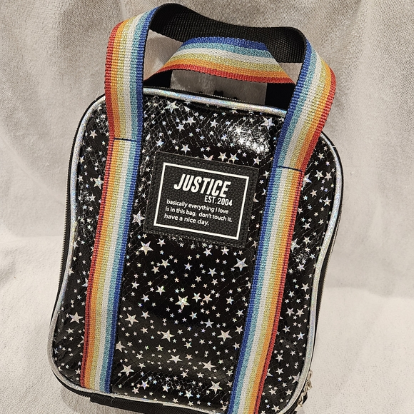 Justice Other - Justice Starry Black Lunch Bag with Rainbow Handles